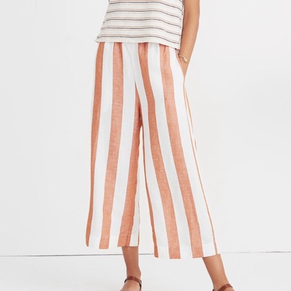 Madewell Huston Pull-On Crop Pants in Evelyn Stripe Women’s Size Medium - Picture 2 of 7
